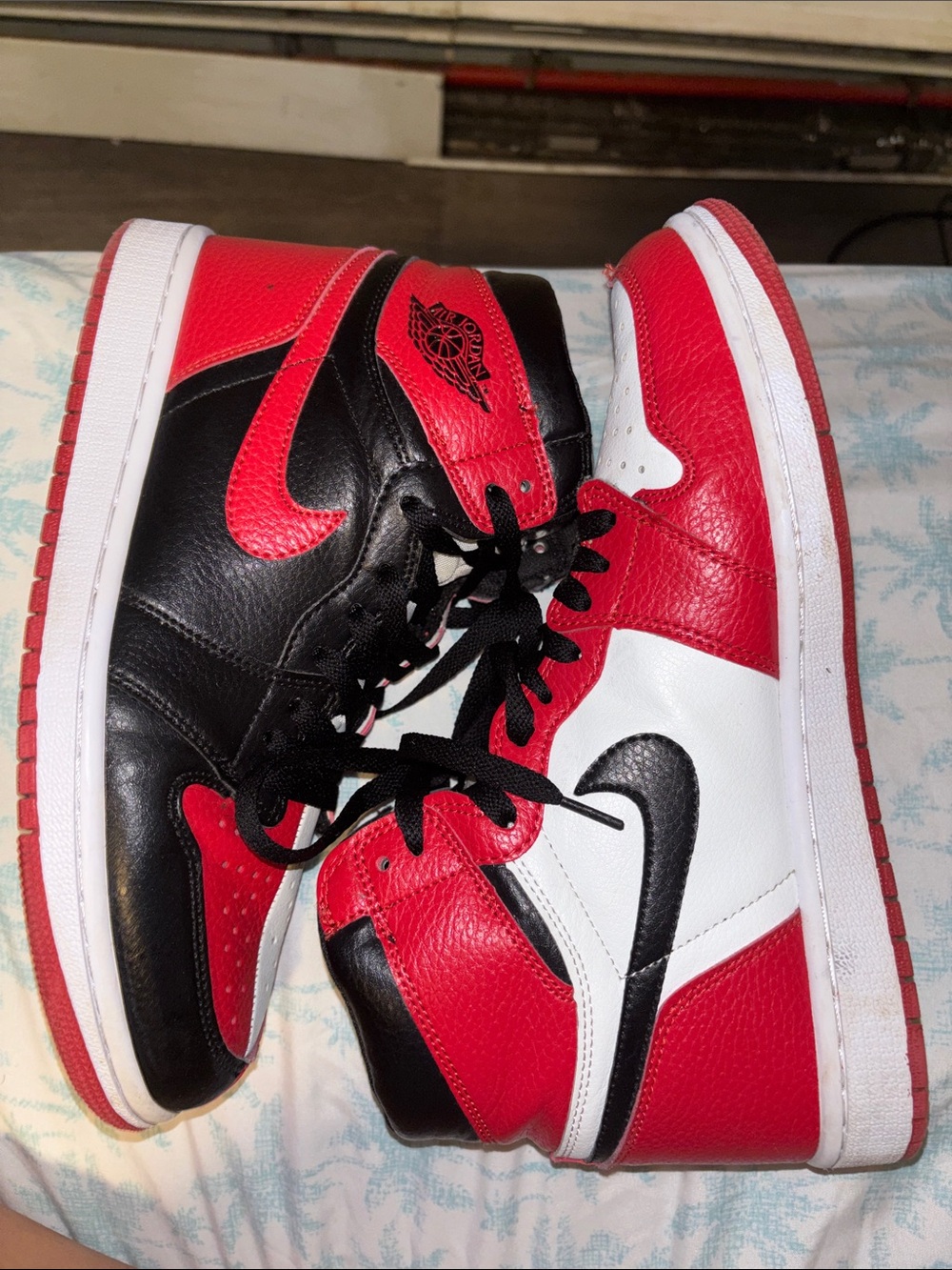 Nike Men's High-Top Sneakers in Red, Black & White